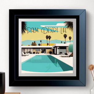 Vintager Palm Springs Wasserfarben Pool Poster