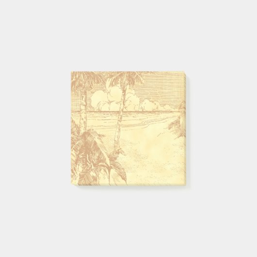 Vintager Palm Tree Beach, der bearbeitbare Klebest Post-it Klebezettel (Vorderseite)