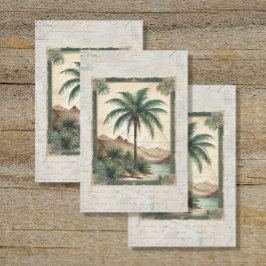 Vintager Palm Tree Beach Ephemera Decoupage Seidenpapier