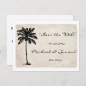 Vintager Palm Tree Beach Save the Date Postkarte (Vorne/Hinten)