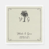 Vintager Palm Tree Mit Monogramm Deko Hochzeit Serviette (Vorderseite)
