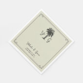 Vintager Palm Tree Mit Monogramm Deko Hochzeit Serviette (Ecke)
