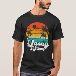 Vintager Palm Tree Sunset Beach Urlaub Sommerferie T-Shirt