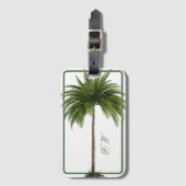 Vintager Palm Tree Tropical Elegante Momgram Gepäckanhänger (Vorderseite Vertikal)