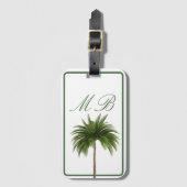 Vintager Palm Tree Tropical Elegante Momgram Gepäckanhänger (Vorderseite Vertikal)
