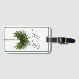 Vintager Palm Tree Tropical Elegante Momgram Gepäckanhänger