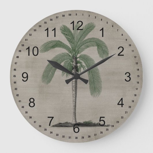 Vintager Palmbaum Große Wanduhr (Vorderseite)