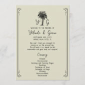 Vintager Palmenbaum Hochzeitsfeier Programm (Vorderseite)