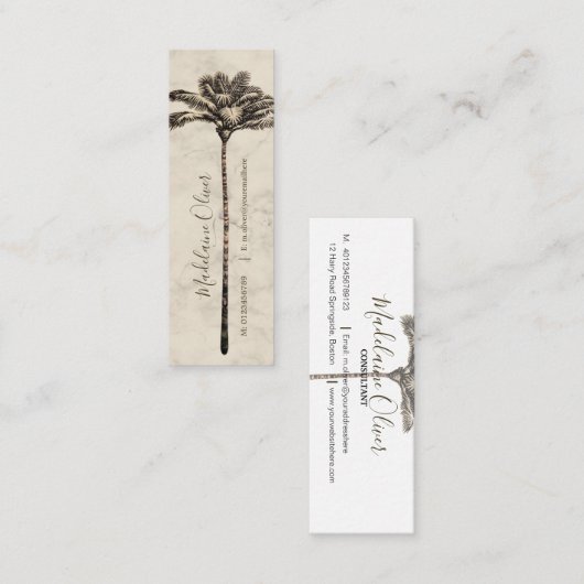 Vintager Palmenbaum Tropischer Elegante Mini Visitenkarte (Vorne/Hinten)