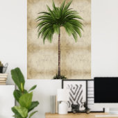 Vintager Palmenbaum Tropischer Elegante Poster (Heimbüro)