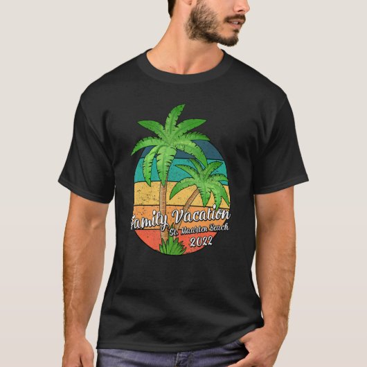 Vintager Palmenbaumfamilienurlaub 2022 St Maarten T-Shirt (Vorderseite)