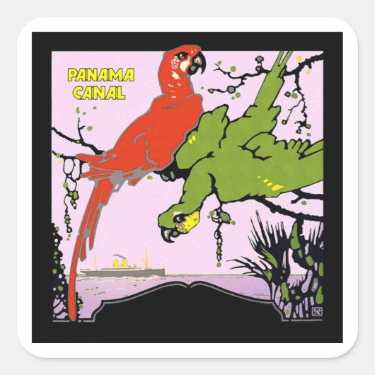 Vintager Panamakanal Quadratischer Aufkleber (Vorderseite)