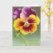 Vintager Pansy-Blumengeburtstags-Gruß-Karte Karte (Gelbe Blume)