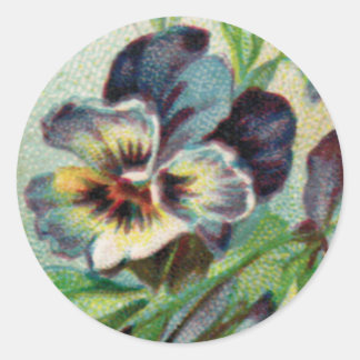 Vintager Pansy Round Aufkleber