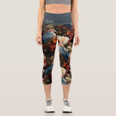 Vintager Papagei Print Floral Yoga Capri Leggings (Vorderseite)