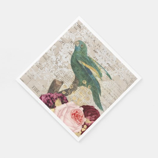 Vintager Papagei Serviette (Ecke)