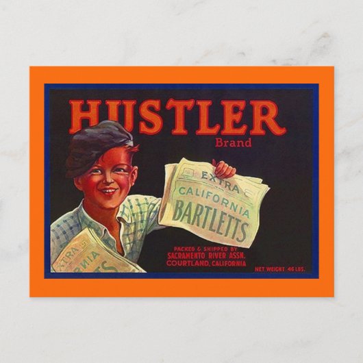 Vintager Paperboy Hustler CA Obstkiste Postkarten (Vorderseite)