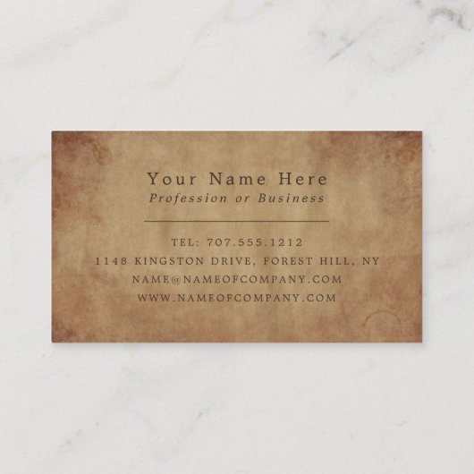 Vintager Papiereffekt Visitenkarte (Rückseite)