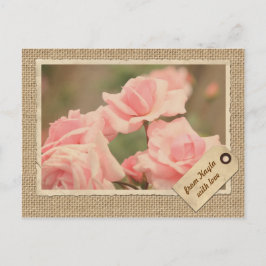 Vintager Papierrahmen - Tag Rosa Rose Burlap Postkarte