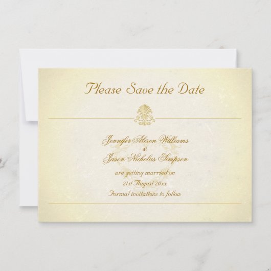 Vintager Papierstil aus Pergament Save the Date (Vorderseite)