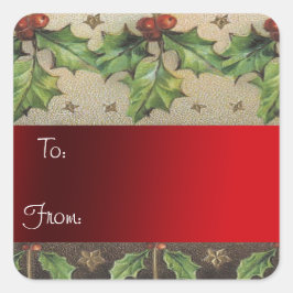 Vintager Papierweihnachtsschild Quadratischer Aufkleber