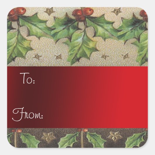 Vintager Papierweihnachtsschild Quadratischer Aufkleber (Vorderseite)