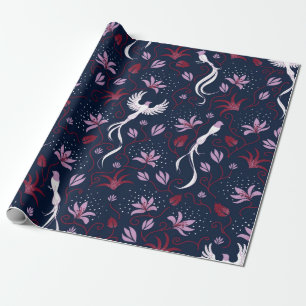 Vintager Paradiesvogel, nahtlos wiederholt Muster  Geschenkpapier