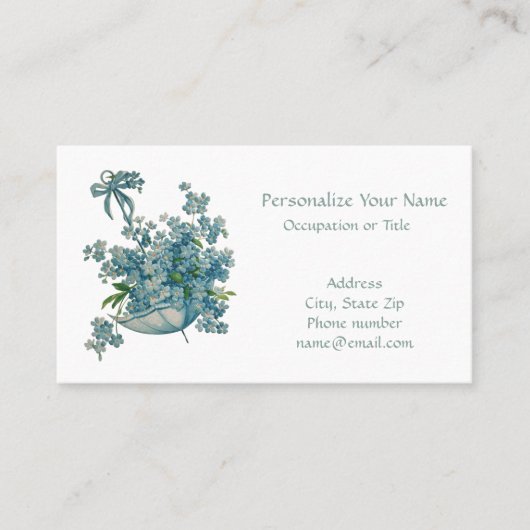 Vintager Parasol Blauer Bouquet Visitenkarte (Vorderseite)