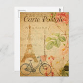 Vintager Paris Eiffelturm und Fahrrad Französisch Postkarte (Vorne/Hinten)