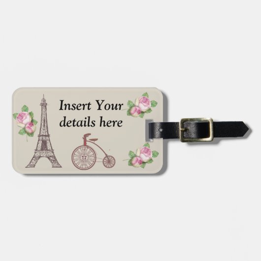 Vintager Paris-Entwurf Gepäckanhänger (Vorderseite horizontal)