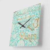 Vintager Paris-Goldentwurf mit Schmetterling Quadratische Wanduhr (Winkel)