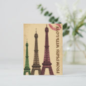 Vintager Paris Tourismus Postkarte (Stehend Vorderseite)