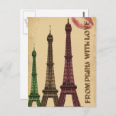 Vintager Paris Tourismus Postkarte (Vorne/Hinten)