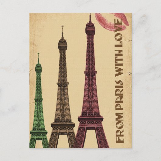 Vintager Paris Tourismus Postkarte (Vorderseite)