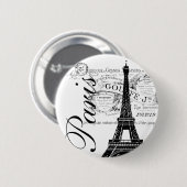 Vintager Paris- u. Eiffel-Turm-Aufkleber Button (Vorne & Hinten)