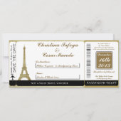 Vintager Pariser Boarding-Pass Einladung Hochzeit (Vorderseite)