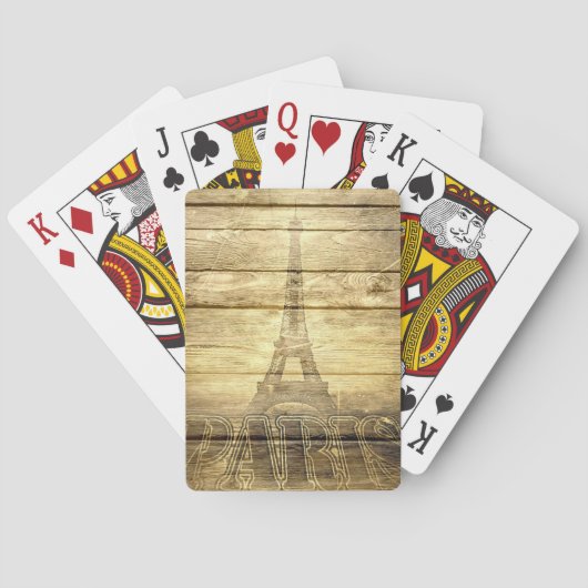 Vintager Pariser Eiffelturm auf Holz Spielkarten (Rückseite)