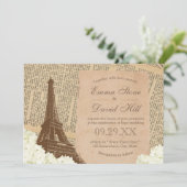 Vintager Pariser Eiffelturm Elegantes Blumenzelt Einladung (Stehend Vorderseite)