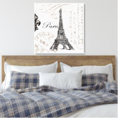 Vintager Pariser Eiffelturm gedehnte Leinwand (Insitu (Schlafzimmer))