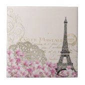 Vintager Pariser Eiffelturm Kunstmuseum Fliese (Vorderseite)