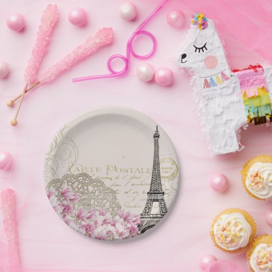 Vintager Pariser Eiffelturm Kunstmuseum Pappteller (Party)