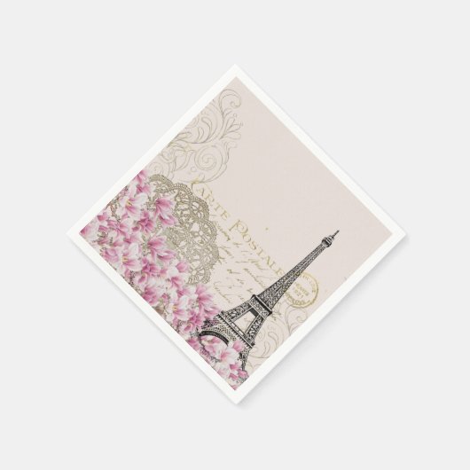 Vintager Pariser Eiffelturm Kunstmuseum Serviette (Ecke)