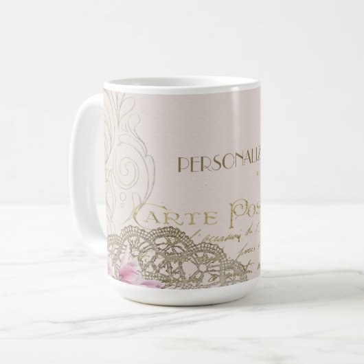Vintager Pariser Eiffelturm personalisiert Kaffeetasse (Vorderseite Links)