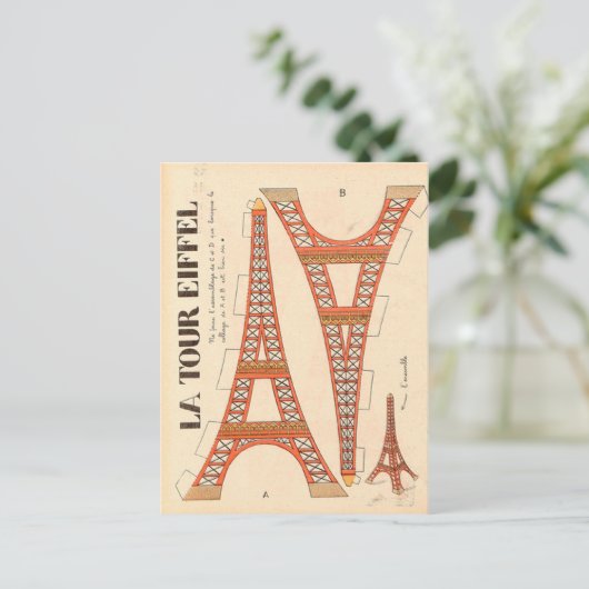 Vintager Pariser Eiffelturm Postkarte (Stehend Vorderseite)