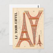 Vintager Pariser Eiffelturm Postkarte (Vorne/Hinten)