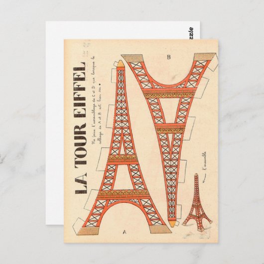 Vintager Pariser Eiffelturm Postkarte (Vorne/Hinten)