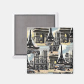 Vintager Pariser Reisesammler Eiffelturm Magnet (Vorderseite/Rückseite)