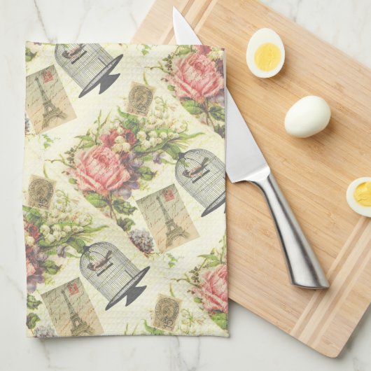 Vintager Pariser Themenpark Eiffelturm Geschirrtuch (Viertel Falte)