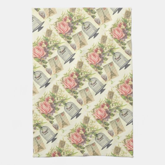 Vintager Pariser Themenpark Eiffelturm Geschirrtuch (Vertikal)