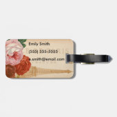 Vintager Pariser Turm mit rustikalen Blume Gepäckanhänger (Rückseite horizontal)